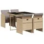 Set comedor de jardín 5 pzas con cojines ratán sintético beige by , Garden sets - Ref: Foro24-3210540, Price: 448,39 €, Disco...