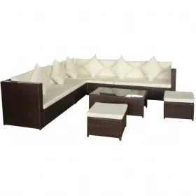 Set aus 8-teiligen Gartensofas und Kissen aus braunem Kunststoff-Rattan. von , Gartensets - Ref: Foro24-42992, Preis: 689,97 ...