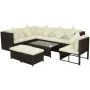 Set sofás de jardín 8 piezas y cojines ratán sintético marrón by , Garden sets - Ref: Foro24-42992, Price: 689,97 €, Discount: %