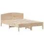 Bed frame with solid pine wood headboard 160x200 cm by , Beds and slatted bases - Ref: Foro24-3216194, Price: 177,24 €, Disco...