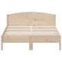Bed frame with solid pine wood headboard 160x200 cm by , Beds and slatted bases - Ref: Foro24-3216194, Price: 177,24 €, Disco...