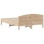 Bed frame with solid pine wood headboard 160x200 cm by , Beds and slatted bases - Ref: Foro24-3216194, Price: 177,24 €, Disco...