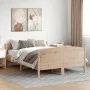 Bed frame with solid pine wood headboard 135x190 cm by , Beds and slatted bases - Ref: Foro24-3216182, Price: 180,18 €, Disco...