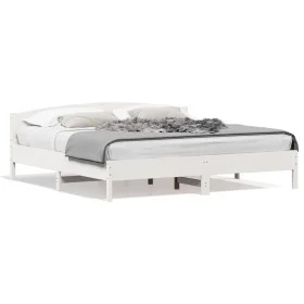 White pine wood bed frame with headboard 200x200cm by , Beds and slatted bases - Ref: Foro24-3216189, Price: 230,12 €, Discou...