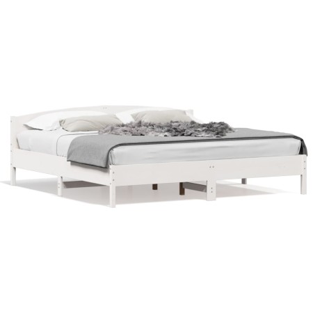 Estructura de cama con cabecero madera de pino blanco 200x200cm de , Camas y somieres - Ref: Foro24-3216189, Precio: 232,96 €