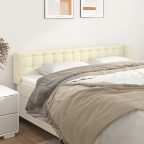 Cabecero de cuero sintético color crema 183x23x78/88 cm