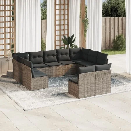 Set de sofás de jardín 11 pzas y cojines ratán sintético gris by , Garden sets - Ref: Foro24-3250189, Price: 621,07 €, Discou...