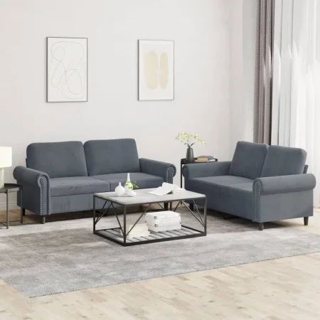 Set von Sofas mit 2 Stück dunkelgrauen Samtkissen von , Sofas - Ref: Foro24-3202211, Preis: 478,80 €, Rabatt: %