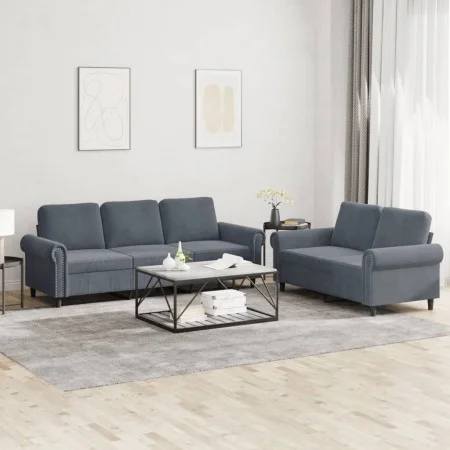 Two-piece dark gray velvet sofa set with cushions by , Sofas - Ref: Foro24-3202251, Price: 539,28 €, Discount: %