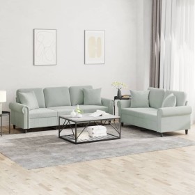 Sofagarnitur mit 2 Stück hellgrauen Samtkissen von , Sofas - Ref: Foro24-3202270, Preis: 570,30 €, Rabatt: %