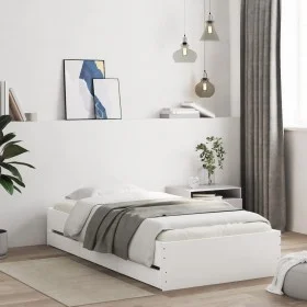 White engineered wood bed with drawers 190x190 cm by , Beds and slatted bases - Ref: Foro24-3207322, Price: 130,92 €, Discoun...