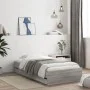 Sonoma gray engineered wood bed with drawers 75x190 cm by , Beds and slatted bases - Ref: Foro24-3207334, Price: 126,48 €, Di...