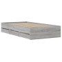 Sonoma gray engineered wood bed with drawers 75x190 cm by , Beds and slatted bases - Ref: Foro24-3207334, Price: 128,02 €, Di...
