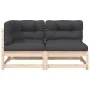 2-Sitzer-Gartensofa mit Kissen aus massivem Zirbenholz von , Modulare Sofas für den Außenbereich - Ref: Foro24-838117, Preis:...