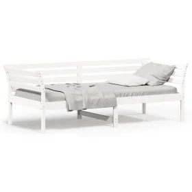 Solid white pine wood sofa bed 90x200 cm by , Beds and slatted bases - Ref: Foro24-842871, Price: 128,94 €, Discount: %