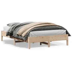 Solid pine wood bed frame 140x200 cm by , Beds and slatted bases - Ref: Foro24-842698, Price: 102,64 €, Discount: %