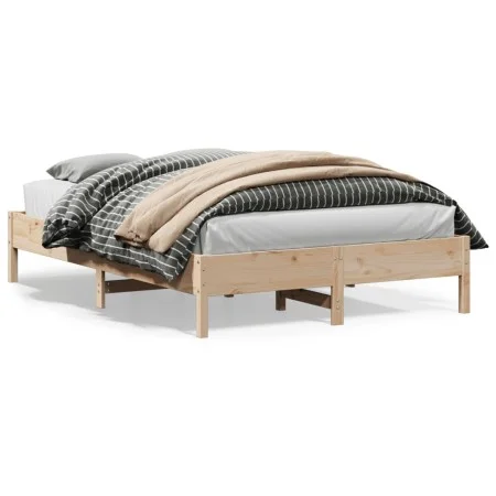Solid pine wood bed frame 140x200 cm by , Beds and slatted bases - Ref: Foro24-842698, Price: 102,64 €, Discount: %