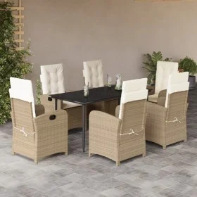 Set comedor de jardín 7 pzas con cojines ratán sintético beige de , Conjuntos de jardín - Ref: Foro24-3212375, Precio: 877,98...