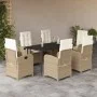 Set comedor de jardín 7 pzas con cojines ratán sintético beige de , Conjuntos de jardín - Ref: Foro24-3212375, Precio: 897,54...