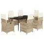 Set comedor de jardín 7 pzas con cojines ratán sintético beige de , Conjuntos de jardín - Ref: Foro24-3212375, Precio: 897,54...