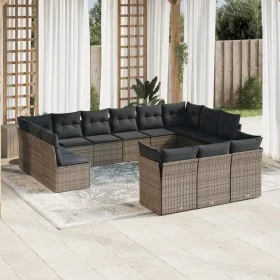 Gartensofa-Set mit Kissen 13-teilig synthetisches Rattangrau von , Gartensets - Ref: Foro24-3250289, Preis: 814,80 €, Rabatt: %