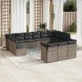 Set of garden sofas with 13 pieces of gray synthetic rattan cushions by , Garden sets - Ref: Foro24-3250289, Price: 814,80 €,...