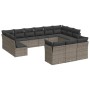 Set of garden sofas with 13 pieces of gray synthetic rattan cushions by , Garden sets - Ref: Foro24-3250289, Price: 826,68 €,...