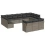 Set of garden sofas with 13 pieces of gray synthetic rattan cushions by , Garden sets - Ref: Foro24-3250289, Price: 814,80 €,...