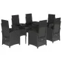 Set de comedor de jardín 7 pzas y cojines ratán sintético negro de , Conjuntos de jardín - Ref: Foro24-3212316, Precio: 846,0...