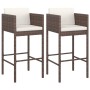 Barhocker für die Küche 2 Stück mit Kissen aus braunem PE-Rattan von , Gartenstühle - Ref: Foro24-316672, Preis: 144,62 €, Ra...