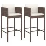 Kitchen bar stools 2 units with brown PE rattan cushions by , Garden chairs - Ref: Foro24-316672, Price: 143,05 €, Discount: %