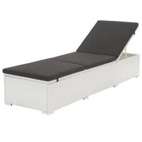 Sun lounger with black cushion and white synthetic rattan by , Loungers - Ref: Foro24-317107, Price: 137,46 €, Discount: %