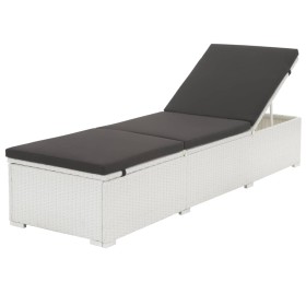 Tumbona con cojín negro ratán sintético blanco de , Tumbonas - Ref: Foro24-317107, Precio: 138,71 €, Descuento: %