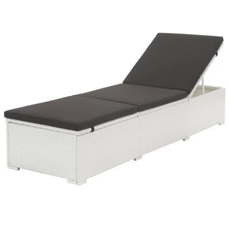 Sun lounger with black cushion and white synthetic rattan by , Loungers - Ref: Foro24-317107, Price: 137,46 €, Discount: %