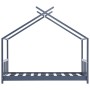 Massives Kiefernholz-Kinderbettgestell in Grau, 70x140 cm. von vidaXL, Kinderbetten und Betten für Kinder - Ref: Foro24-28337...