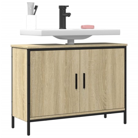 Armario lavabo baño madera ingeniería roble Sonoma 80x30x60 cm de , Tocadores - Ref: Foro24-842452, Precio: 58,81 €