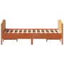 Bed frame with wax brown pine wood headboard 135x190 cm by , Beds and slatted bases - Ref: Foro24-3216184, Price: 217,27 €, D...