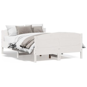 Bed frame with white pine wood headboard 120x190 cm by , Beds and slatted bases - Ref: Foro24-3216186, Price: 208,16 €, Disco...
