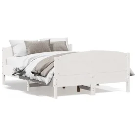 Bed frame with white pine wood headboard 120x190 cm by , Beds and slatted bases - Ref: Foro24-3216186, Price: 205,58 €, Disco...