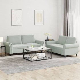 Sofa set with cushions 2 pieces light gray velvet by , Sofas - Ref: Foro24-3202210, Price: 489,89 €, Discount: %