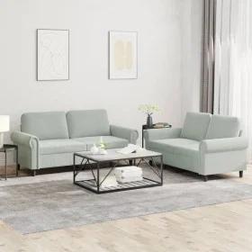 Sofa set with cushions 2 pieces light gray velvet by , Sofas - Ref: Foro24-3202210, Price: 465,34 €, Discount: %