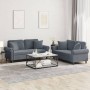 Dark gray velvet 2-piece sofa set with cushions by , Sofas - Ref: Foro24-3202231, Price: 511,26 €, Discount: %