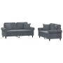 Dark gray velvet 2-piece sofa set with cushions by , Sofas - Ref: Foro24-3202231, Price: 511,26 €, Discount: %