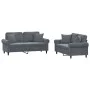 Dark gray velvet 2-piece sofa set with cushions by , Sofas - Ref: Foro24-3202231, Price: 502,82 €, Discount: %