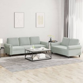 Sofa set with cushions 2 pieces light gray velvet by , Sofas - Ref: Foro24-3202250, Price: 555,31 €, Discount: %