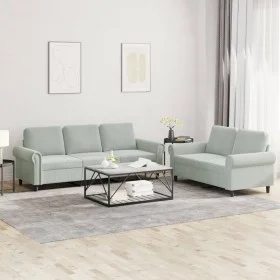 Sofa set with cushions 2 pieces light gray velvet by , Sofas - Ref: Foro24-3202250, Price: 546,09 €, Discount: %