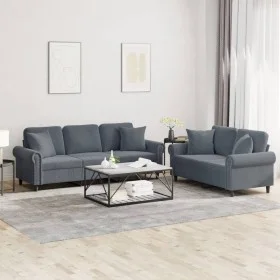 Dark gray velvet 2-piece sofa set with cushions by , Sofas - Ref: Foro24-3202271, Price: 563,33 €, Discount: %