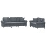 Dark gray velvet 2-piece sofa set with cushions by , Sofas - Ref: Foro24-3202271, Price: 572,83 €, Discount: %