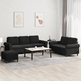 3-piece black velvet sofa set with cushions by , Sofas - Ref: Foro24-3202265, Price: 624,76 €, Discount: %