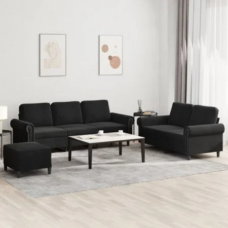 3-piece black velvet sofa set with cushions by , Sofas - Ref: Foro24-3202265, Price: 615,07 €, Discount: %